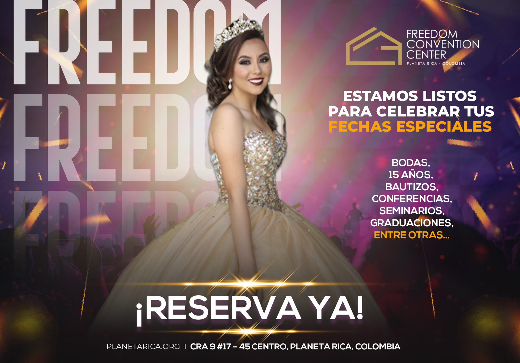 El Centro de Convenciones en Planeta Rica, está abierto para eventos especiales.